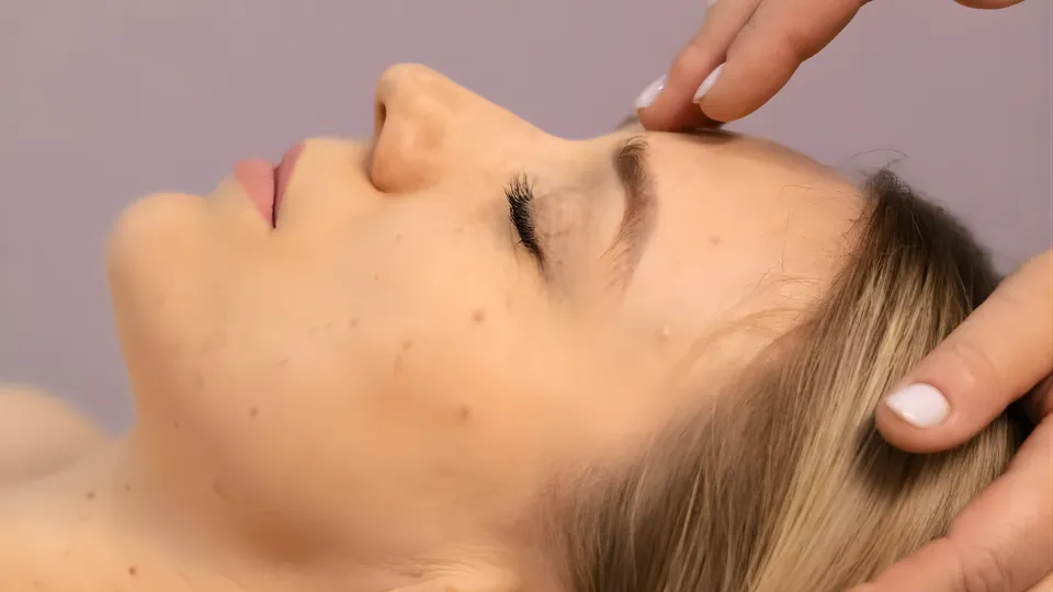 woman with eyes closed